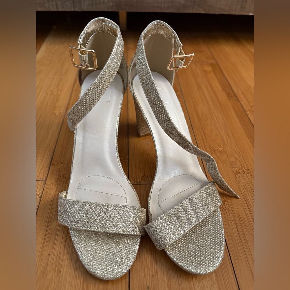 David's Bridal Shimmering Silver Heels